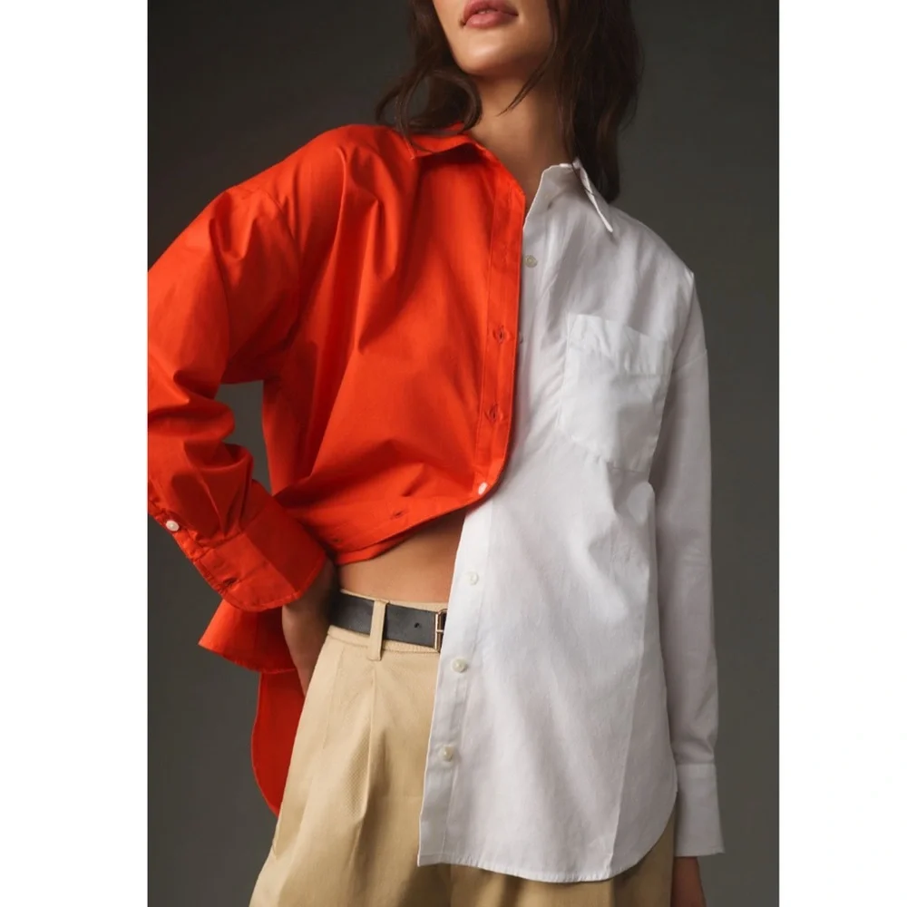 NWT Anthropologie Bennett Buttondown Shirt Colorblock Edition
